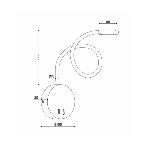 Бра, настінний світильник Kloodi WA-LIANA 500 Liana Led 1x3W 3000K 150Lm IP20 Wh - фото №1