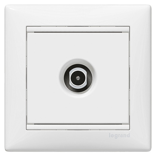 Механизм розетки телевизионной проходная Valena белый - фото №1