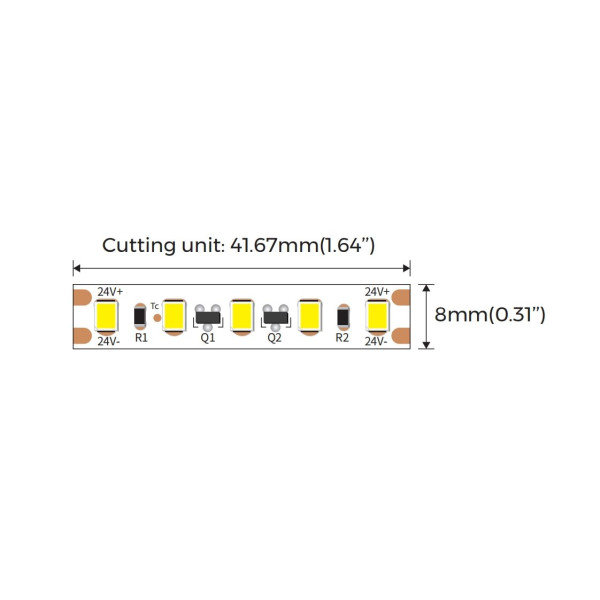 LED стрічка COLORS 120-2835-24V-IP20 9,6W 760Lm 4000K 20м (DJS120-24V-8mm-NW) - фото №1