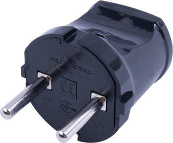 Электрическая вилка E.Next e.plug.002.10 10А без заземления черная (s9100045)