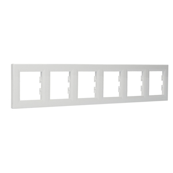 Рамка 6-местная горизонтальная белая Asfora, EPH5800621 - фото №1
