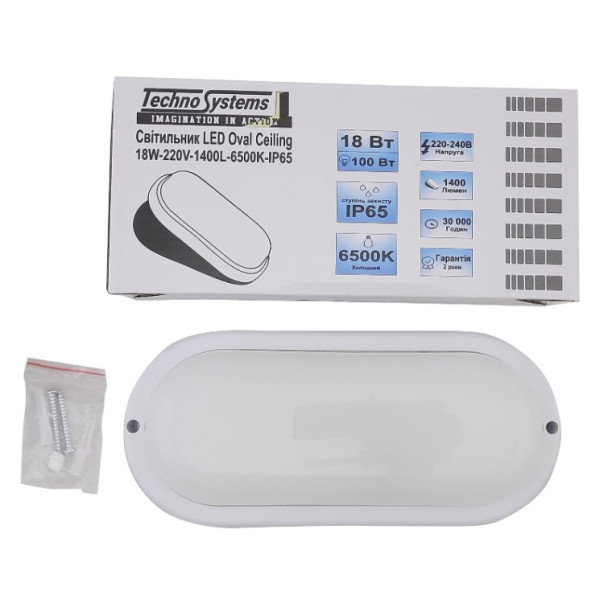 Светильник TNSy LED Oval Ceiling 18W-220V-1440L-6500K-IP65 (TNSy5000507) - фото №1