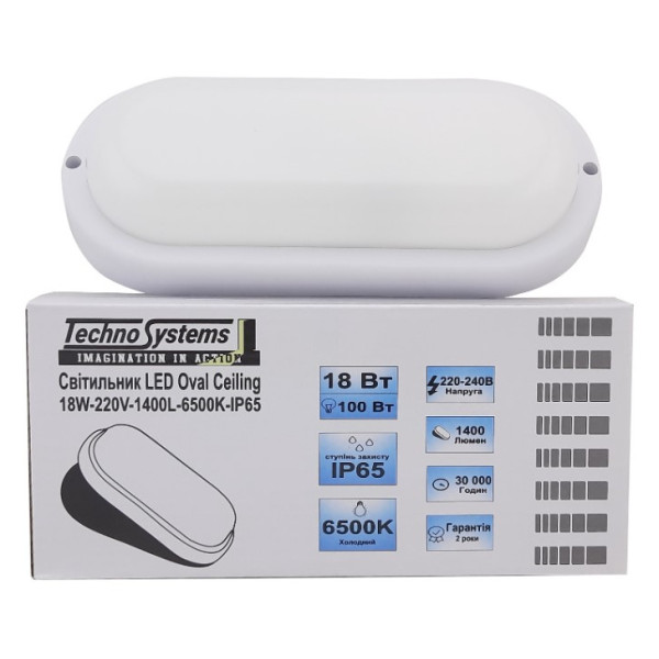 Светильник TNSy LED Oval Ceiling 18W-220V-1440L-6500K-IP65 (TNSy5000507) - фото №3