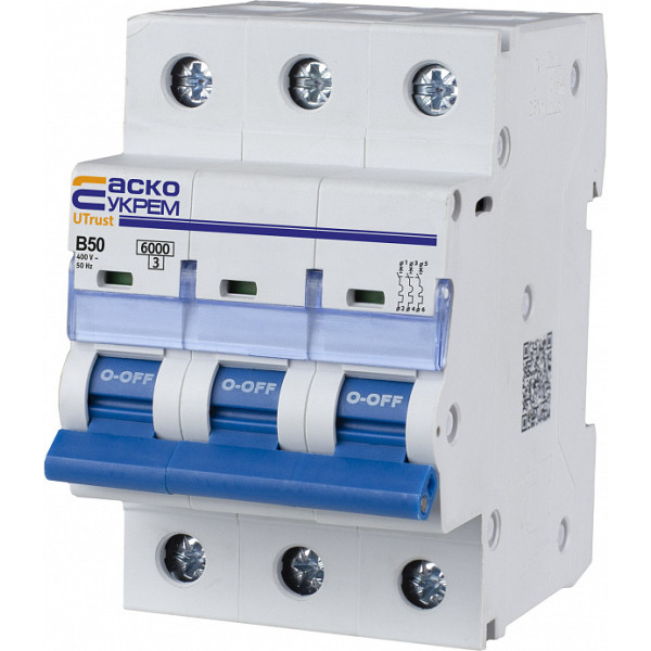 Автоматичний вимикач Аско-Укрем UTrust 3р 50А B 6kА (A0010210041) - фото №5