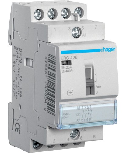 Контактор з ручним керуванням Hager ERC426 25A 4НЗ 230B