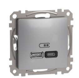 Розетка USB Schneider Electric Sedna Design & Elements A+C 3A 45Вт алюминий SDD113404