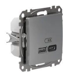 Розетка USB Schneider Electric Sedna Design & Elements A+C 3A 45Вт алюминий SDD113404 - фото №1