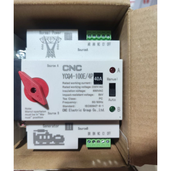 Пристрій автоматичного введення резерву CNC YCQ4-100E 4Р 40A 400В (Б00046478) - фото №3
