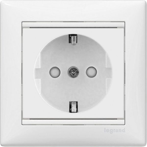 Механізм розетки із з/к та шторками Valena білий - фото №1