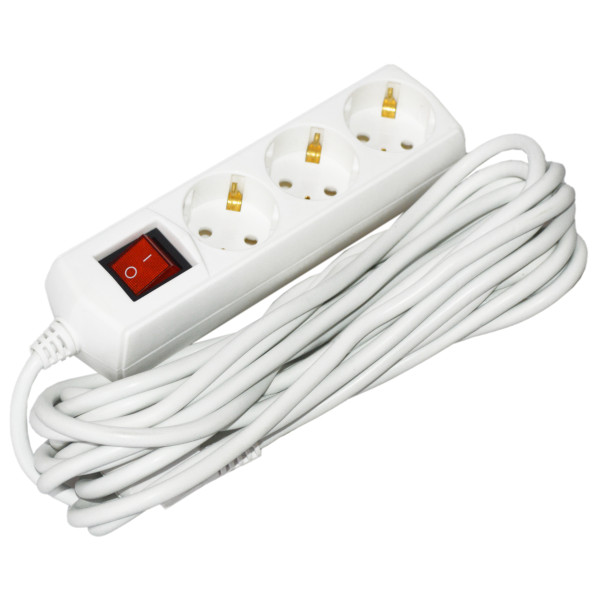 Подовжувач UEC ECO П03В 3 місця 2P+PE/7м 3х1мм2 10А/250В з вимикачем