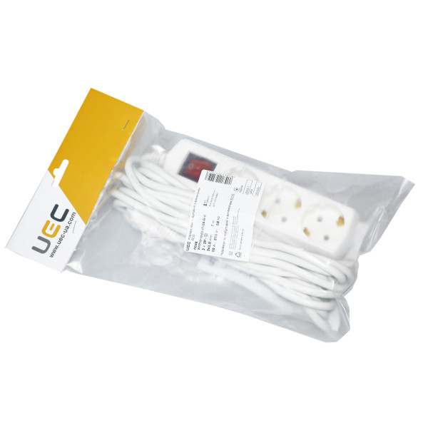 Подовжувач UEC ECO П03В 3 місця 2P+PE/7м 3х1мм2 10А/250В з вимикачем - фото №1