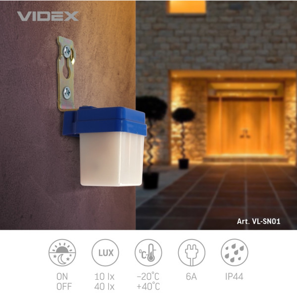 Фотометрический датчик освещенности Videx 220В 6A (VL-SN01) - фото №3