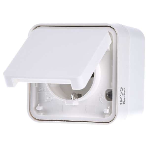 Розетка с з/к IP55, полярная белизна, 16А/250В W.1