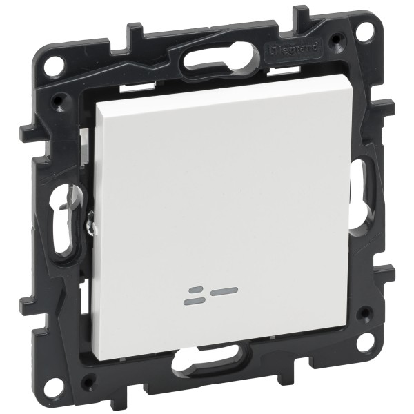 Одноклавишный выключатель Legrand Niloe Step 10А зажимной механизм с подсветкой белый (863111)