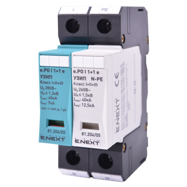 Моноблочний пристрій захисту від імпульсних перенапруг E.next 81.204/05 e.PO 280V/7kA