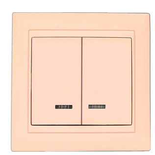 Подвійний вимикач Elcor Emily 9215 (211553) з підсвічуванням (кремовий)