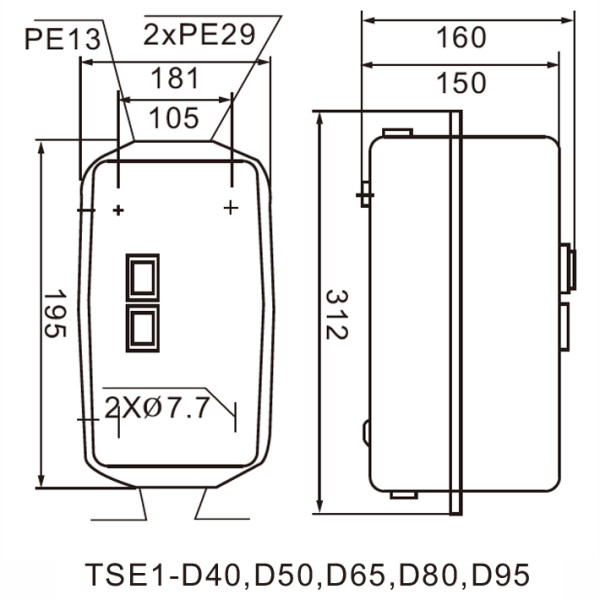 Корпусний магнітний пускач TOSUNlux TSE1-D40 AC 220-230В IP54 (6931934242065) - фото №1