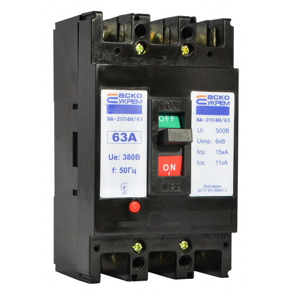 Силовий автоматичний вимикач Аско-Укрем ВА-2004N/63 3р 63А (A0010040065)