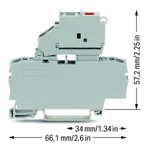 Клемма Wago 2002-1611/1000-541 с размыкателем и держателем предохранителя 12-30В DC - фото №1