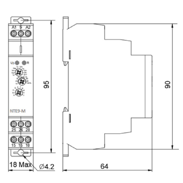 Багатофункціональне реле часу Аско-Укрем NTE9-M1 SPDT (A0010240005) - фото №8