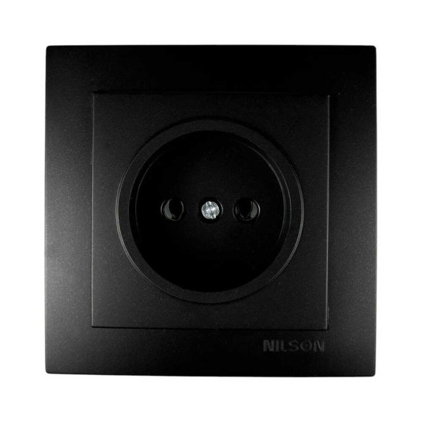Розетка Nilson Touran чорна мат 1-на без заземлення ( 24381015 )