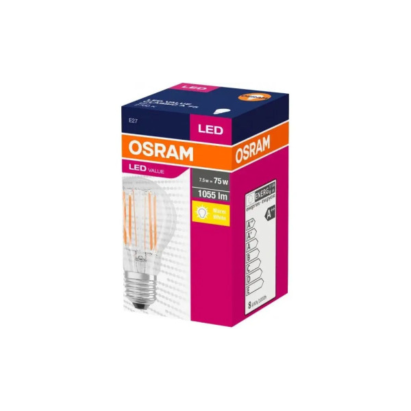 Светодиодная Светодиодная лампочка OSRAM 4058075288669 LED Value Filament A75 7.5W 1055Lm 2700K E27