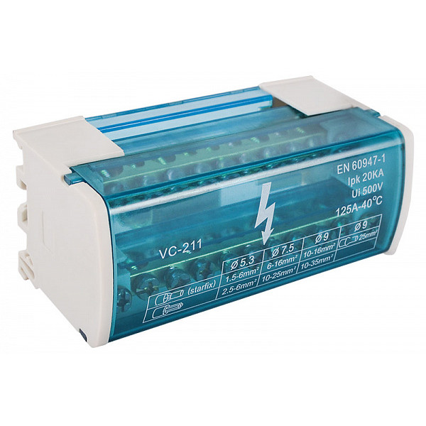 Нульова шина Аско-Укрем VC-211 в корпусі 2x11 отворів (A0150120023) - фото №1