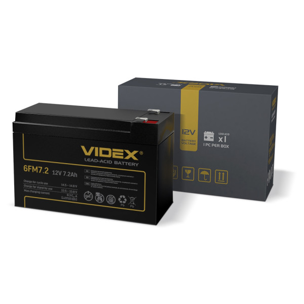 Свинцово-кислотный аккумулятор Videx 6FM7.2 7.2мАч 12В (6FM7.2 1CB) - фото №1