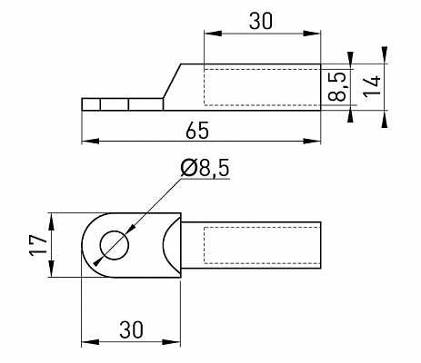 Алюмінієвий кабельний наконечник E.Next e.end.stand.a.50.М8 (s020012) - фото №1