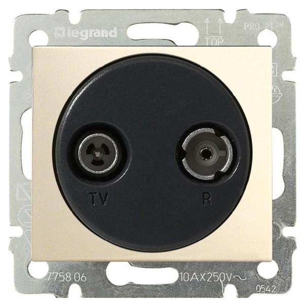 Механизм розетки TV-R проходная Valena слоновая кость