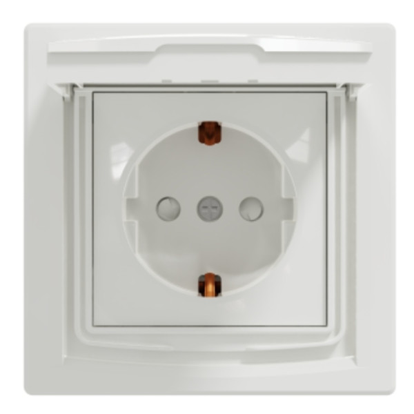 Розетка із захисними шторками та кришкою біла Asfora, EPH3100321 - фото №3