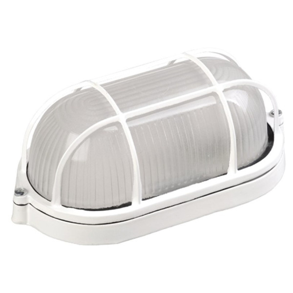 Овальний світильник TNSy НПП1202-100W-E27-IP65 з решіткою білий (TNSy5000577)