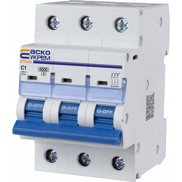 Автоматический выключатель Аско-Укрем UTrust 3р 1А С 6kА (A0010210072) - фото №5