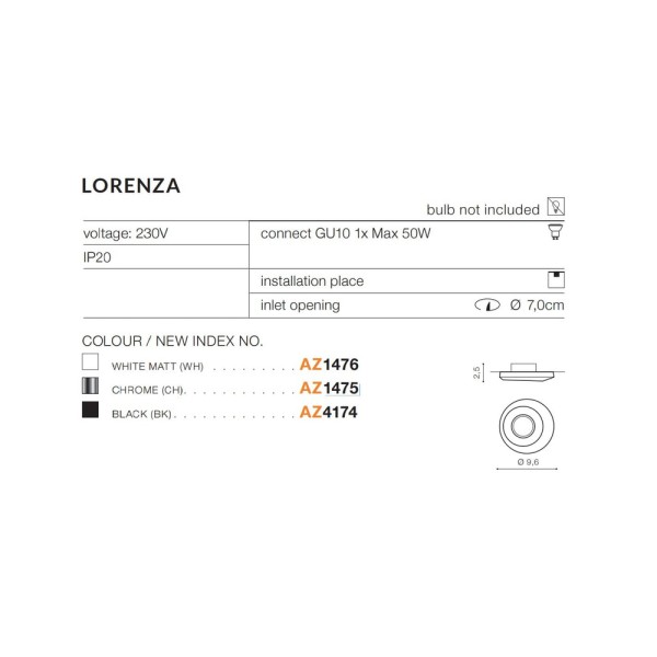 Точечный светильник AZzardo AZ4174 Lorenza Bk - фото №2