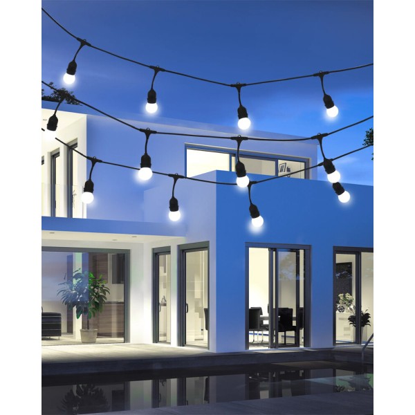 Гирлянда Goldlux 308207 Party M E27 10x6W 3000K 50Lm IP44 с белыми лампочками - фото №1