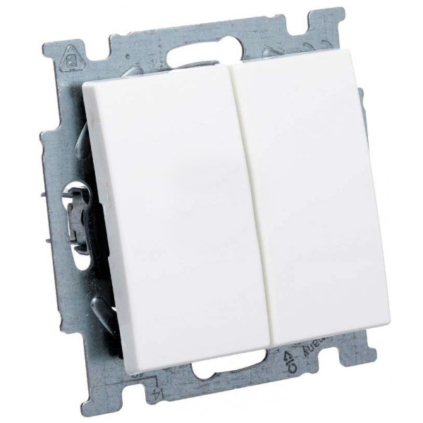 Двоклавішний прохідний вимикач ABB Basic 55 2006/6/6 UC-94-507 (альпійський білий) - фото №1