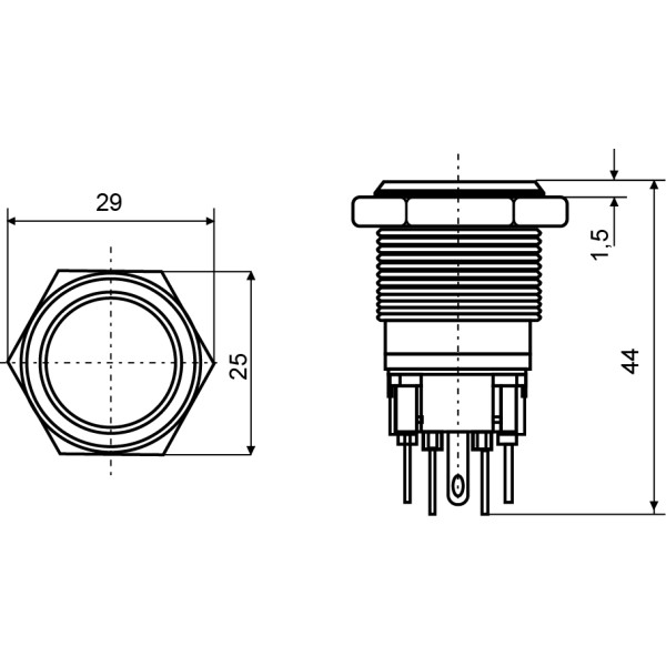 Металева кнопка Аско-Укрем TYJ 22-311 1NO+1NC (A0140010125) - фото №4