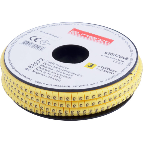 Кабельный маркер E.Next e.marker.stand.1.2.5.3 1-2,5 кв.мм 3 1000шт (s2037048)