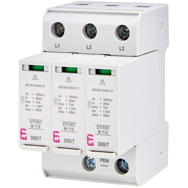 Ограничитель перенапряжения ETI 002440504 ETITEC M T12 300/7 (3+0 3p TNC)