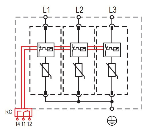 Ограничитель перенапряжения ETI 002440504 ETITEC M T12 300/7 (3+0 3p TNC) - фото №4