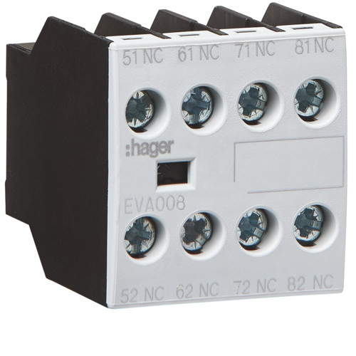 Додатковий контакт Hager EVA008 4НЗ для EV007…EV038 EVN022…EVN045 EVL014…EVL027