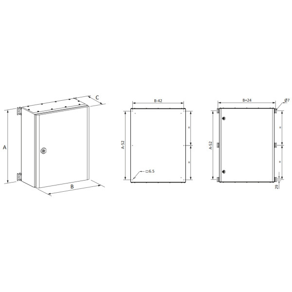 Навісна металева шафа NOARK MHS 100 60 30 1000x600x300мм з монтажною панеллю IP66 (110580) - фото №1