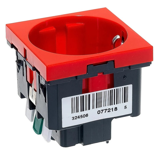 Механизм розетки Legrand Mosaic 2P+E красная 2 модульная - фото №1