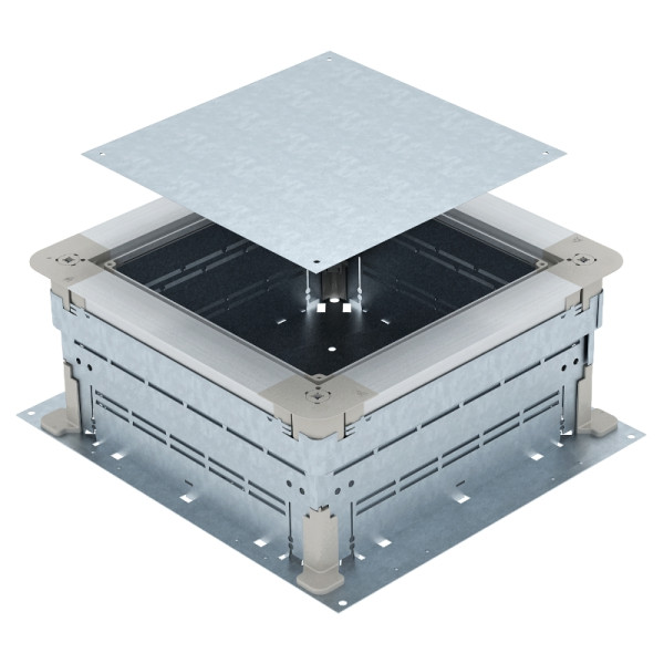 Монтажна коробка для наливної підлоги OBO Bettermann (7410052) UZD250-3/367x410мм (h=165-220мм) з оцинкованої сталі