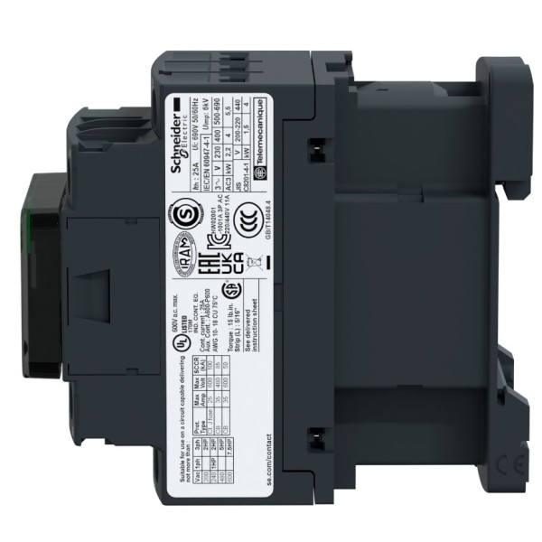 Контактор Schneider Electric LC1D12BL 3Р 12A НО+НЗ 24В DC (2,4Вт расширенный) - фото №1