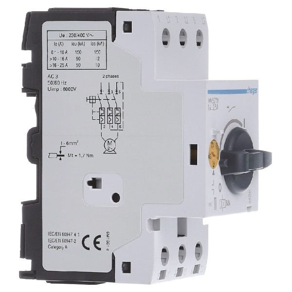 Автомат защиты двигателя 1,6-2,4 А, 2,5м Hager - фото №1