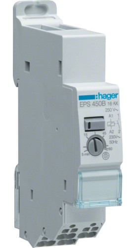 Імпульсне реле Hager EPS450B 2 окремих входи із затримкою 1НО 16А/8-24В 230В