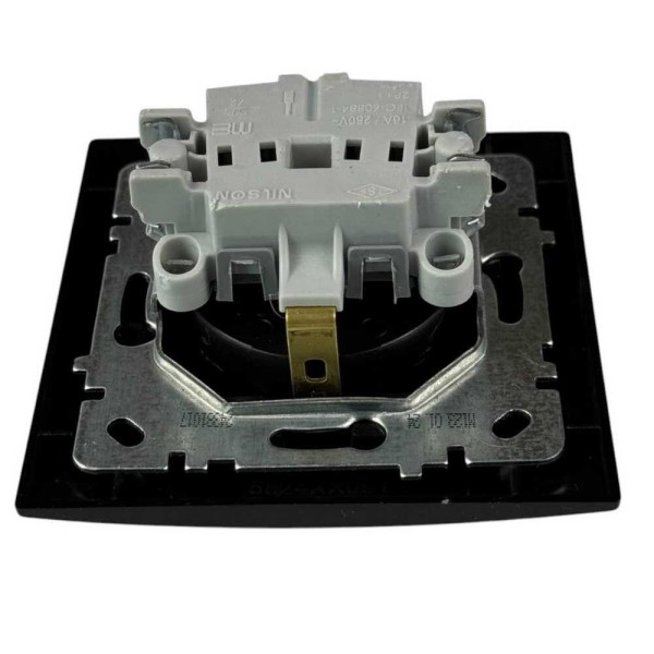 Розетка Nilson Touran чорная мат 1-я с заземлением ( 24381017 ) - фото №2