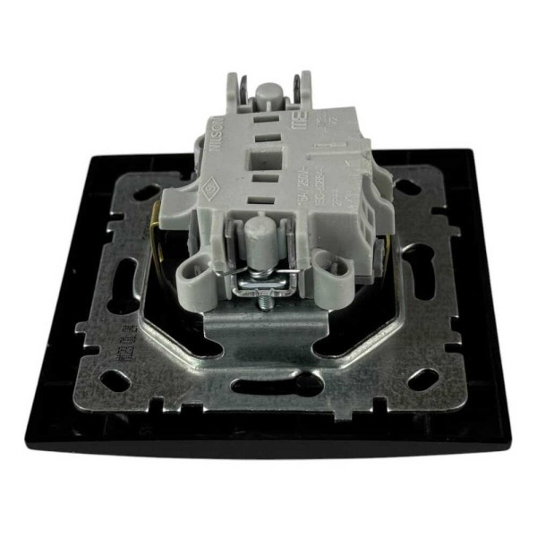 Розетка Nilson Touran чорная мат 1-я с заземлением ( 24381017 ) - фото №3