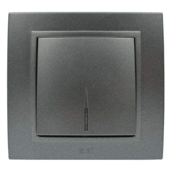 Выключатель ELBI ZENA Silverline черный металлик 1кл с подсветкой без рамки ( 609-011100-201 ) - фото №1